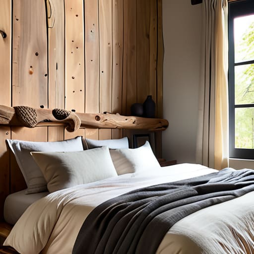 The Reclaimed Timber Slab bedroom headboard.
