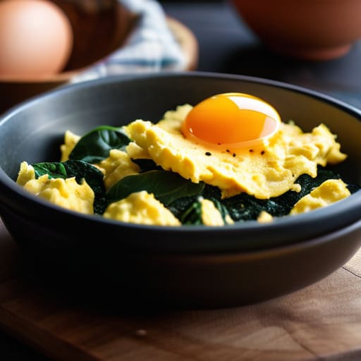 The No-Nonsense Egg Scramble with spinach.